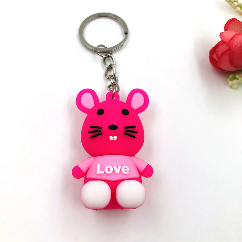 

4PCS/Lot Creative New Year Keychain Cute INS PVC Soft Rat Mouse Pendant Car Bag Key chain Ornament Jewelry Accessories Gift
