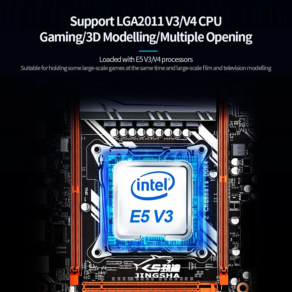JINGSHA X99-D4 двухканальная материнская плата DDR4 M.2 игровая для LGA2011 V3/V4 серии