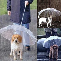 2022 new pet umbrella clear cover built in leash rainproof snowproof dog umbrella for small dogs adjustable doggy umbrella