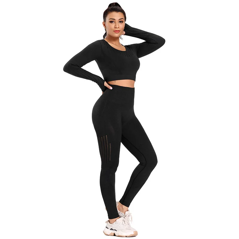 

Peach hip Yoga suit women's seamless high waist tight Yoga suit quick drying breathable sportswear suit two piece suit Yoga sets