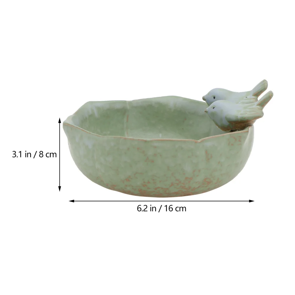 

1Pc Creative Bird Feeder Food Pot Ornament Mini Bird Basin for Garden (Green)