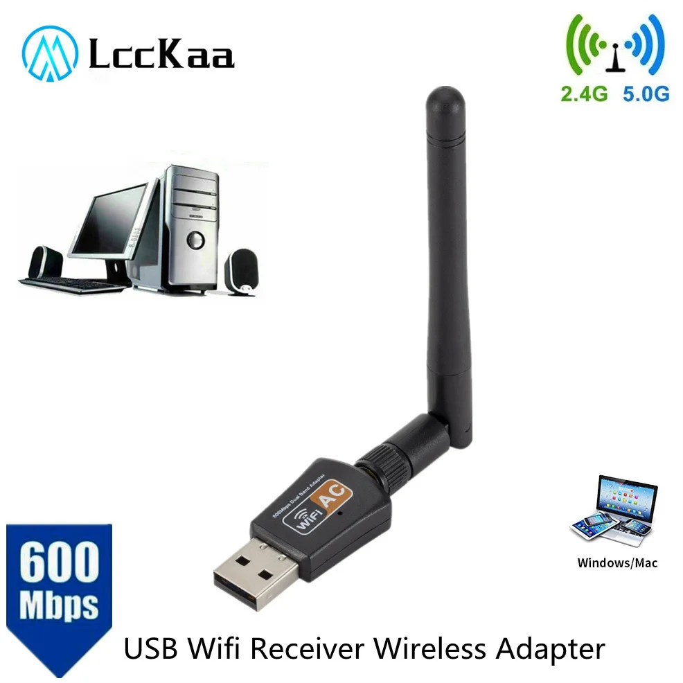 

LccKaa 600Mbps USB Wifi Adapter 5.0GHz+2.4GHz USB Wifi Receiver Wireless Network Card usb wifi High Speed Antenna Wifi Adapter