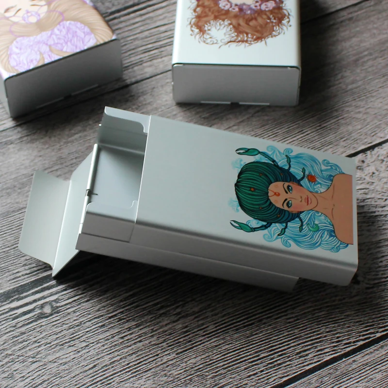 Металлический чехол для сигарет сползающий серебристый алюминиевый сплав