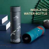 smart insulated water bottle stainless steel tumbler travel coffe mug tea infuser bottle chinese classical style thermos cup