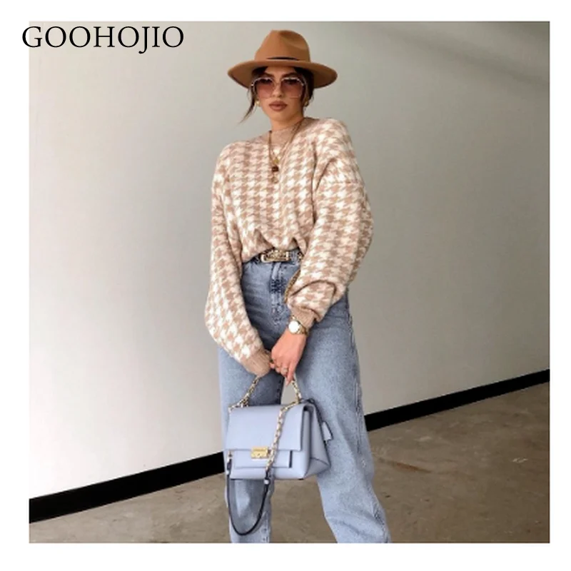 

GOOHOJIO 2021 Spring and Autumn All-match Women Sweaters Fashionable Retro Sweater for Ladies Casual Simplicity Sweater Women