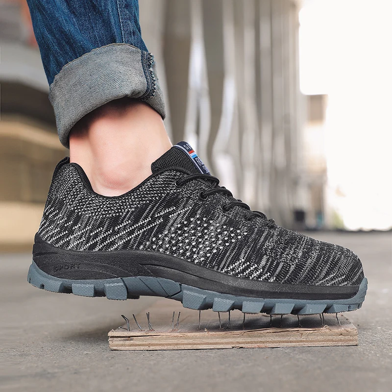 Мужская защитная обувь со стальным носком осенние дышащие противоударные ударопрочные мужские рабочие