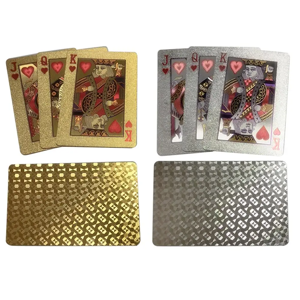 

Gold Playing Cards Poker Game Creative Gold Silver Foil Poker Set Plastic Waterproof Magic Cards For Camping Beach Swimming Pool