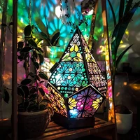 d2 wooden led projection night lamp light bohemian colorful projector desk table lamp household home decor atmosphere lighting