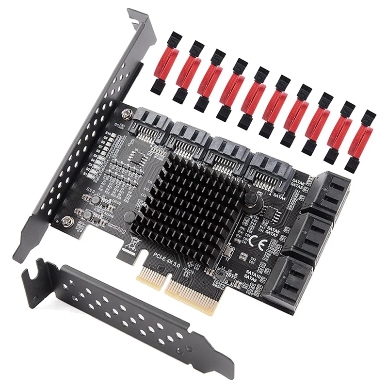

PCIE 4X SATA 3.0 10-Port 6 Gbps Expansion Card With Low Profile Bracket Non-Raid Bootable As System Disk For PC