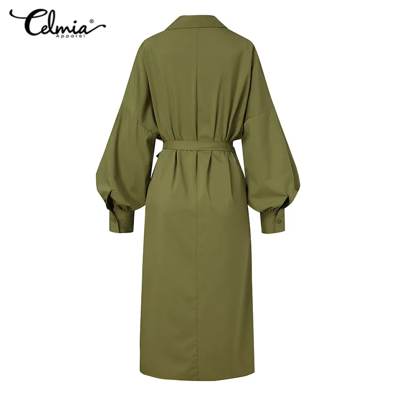 Женское платье-рубашка с длинным рукавом отложным воротником и поясом | Женская