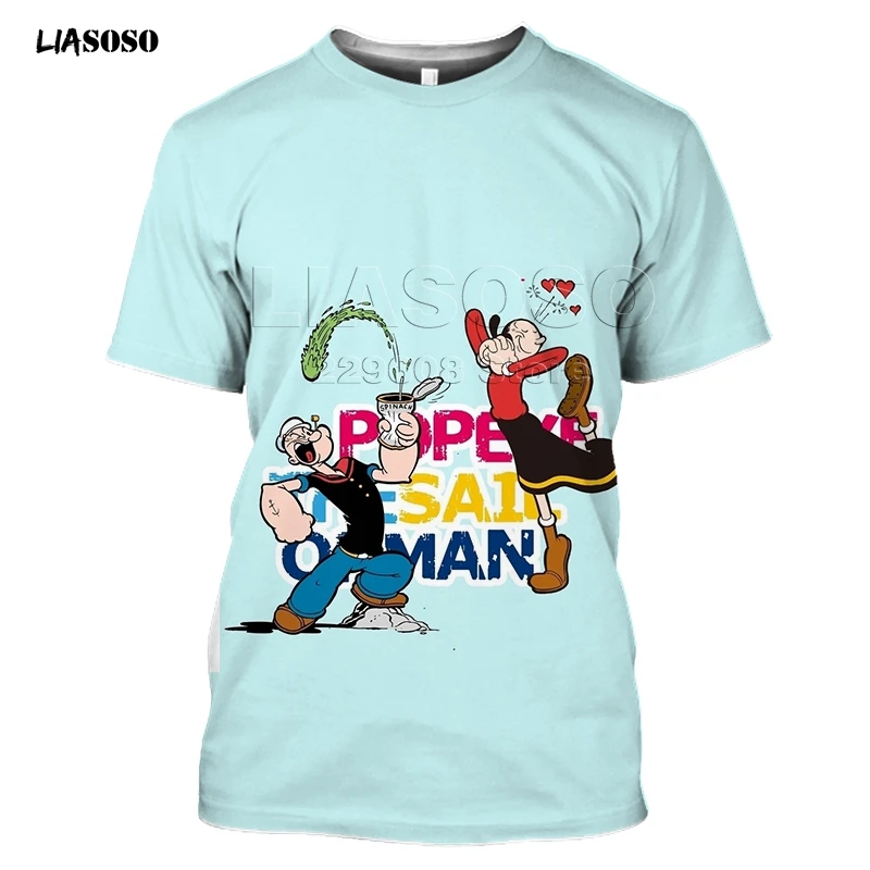 LIAOSOS новая футболка Popeye мужская летняя с коротким рукавом и рисунком в стиле хип