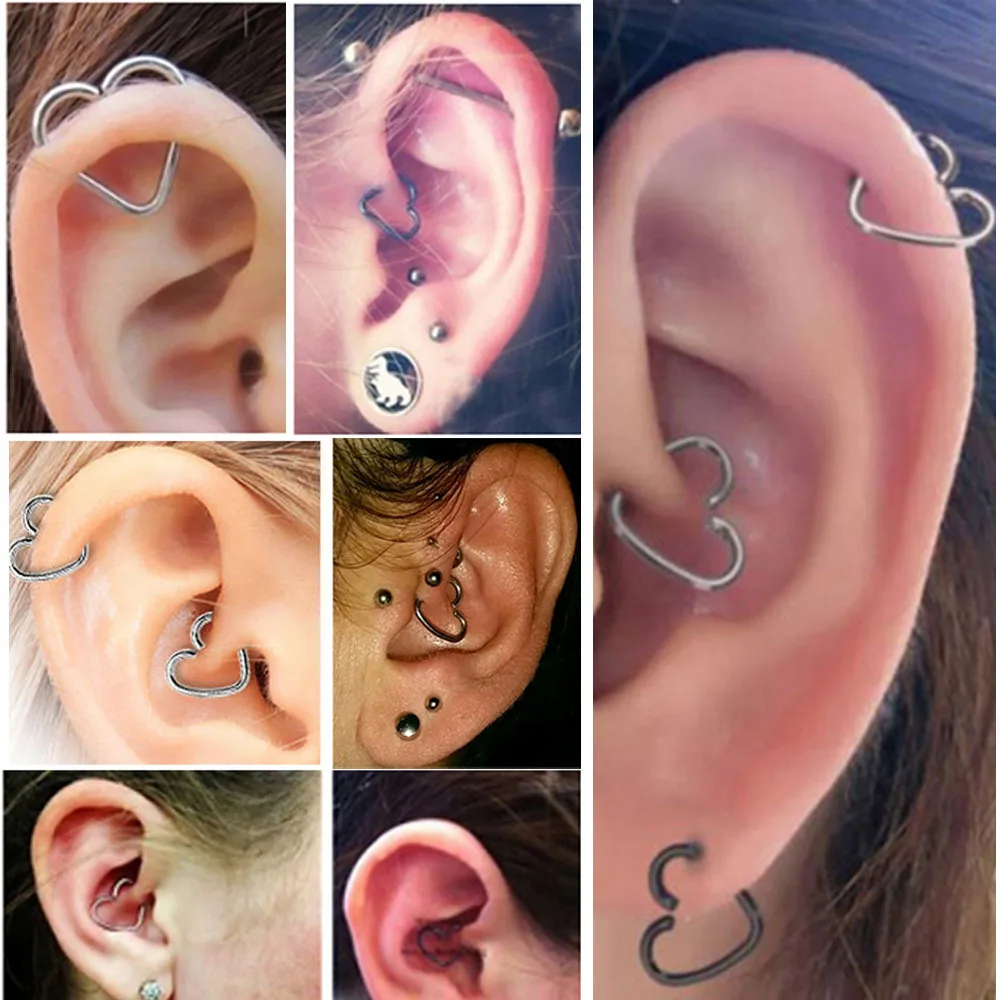 

10Pcs/lot Nose Rings Hoop for Women Men Stainless Steel Love Nose Piercing Open Ear Clip Body Cartilage Ear Ring Piercing Stud