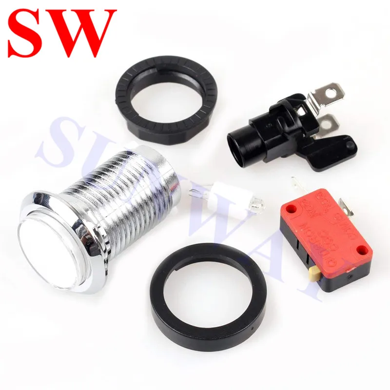 DIY Kit Нулевая задержка аркадная USB кодер для ПК Джойстик Sanwa для аркадных игр+ хромированный светодиодный кнопочный с подсветкой+ ДЖОЙСТИК для аркадной игры