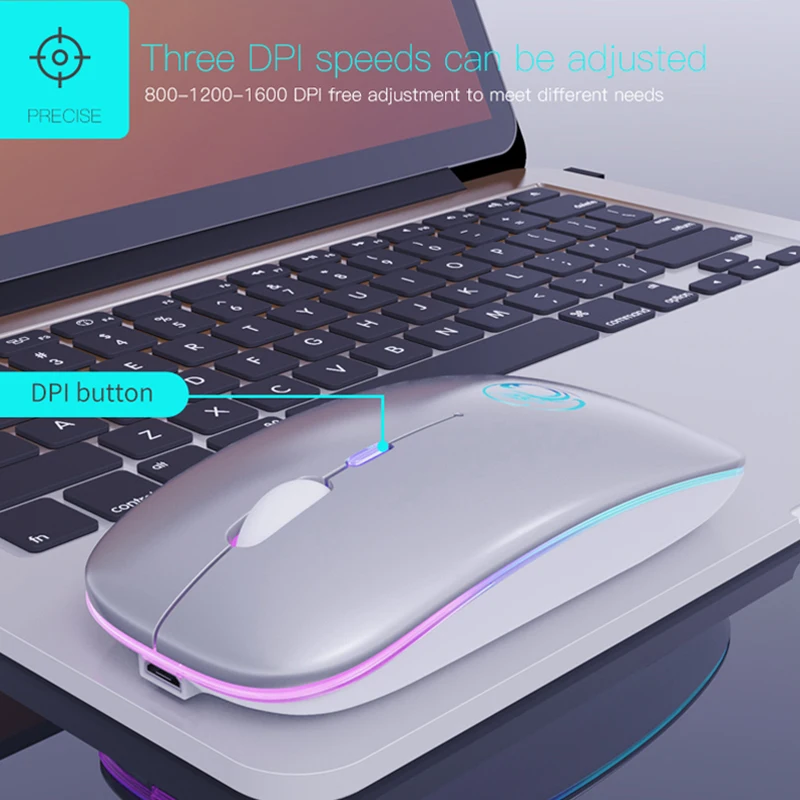 RGB беспроводная мышь Bluetooth компьютерная перезаряжаемая Бесшумная эргономичная USB