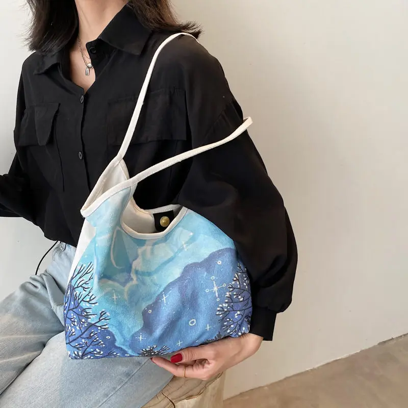 

Canvas Women's Handbags Large Capacity Female Tote Bags Fashion Shoulder Bags for Girls Bags Cartoon Print Ladies Crossbody Bags