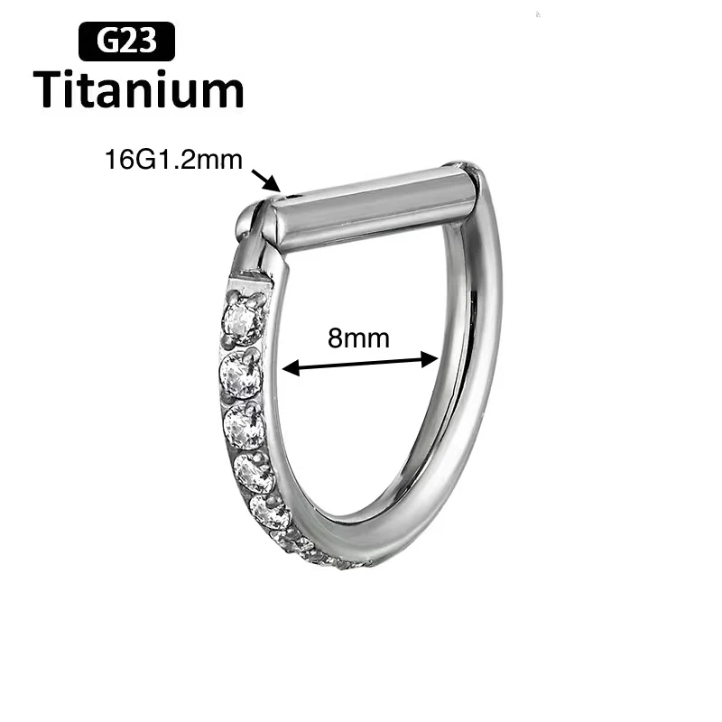 Серьги-гвоздики из титана G23 для пирсинга D-образное циркониевое кольцо носа губ