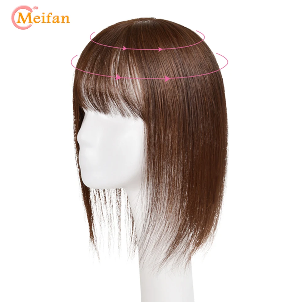 

MEIFAN Straight Hair Natural Hair Block Invisible Overhead Replacement Forehead Air Bangs Frontal Closure Hair Extension
