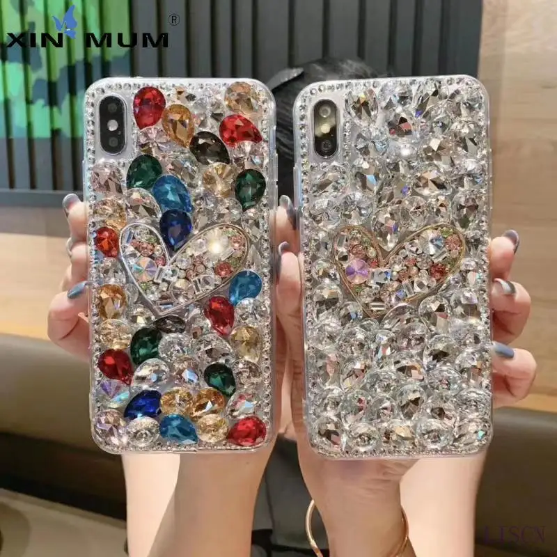 

3D Phone Case for For Xiaomi Mi 9 Mi9 se 9 lite Pro 8 5X 6X 9T F1 CC9 Note 10 Plus DIY Rhinestone Crystal Diamond Love Jewelled