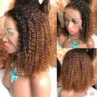 Афро кудрявый парик с эффектом омбре 1b27 13*4, парики из человеческих волос на сетке спереди для черных женщин, предварительно выщипанные парики 180 плотности, бразильские парики без повреждений