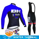 Теплая зимняя одежда для велоспорта с флисовой подкладкой 2021, мужской костюм BH из Джерси, одежда для езды на велосипеде и горном велосипеде, комплект из 19D нагрудников и брюк