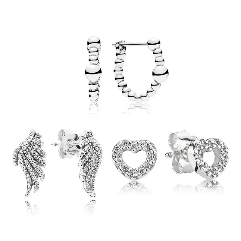 

High Quality 925 Sterling Silver Pan Earrings Glittering Heart-shaped Hoop Earrings For Women Wedding Party Jewelry