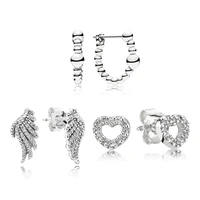 high quality 925 sterling silver pan earrings glittering heart shaped hoop earrings for women wedding party jewelry