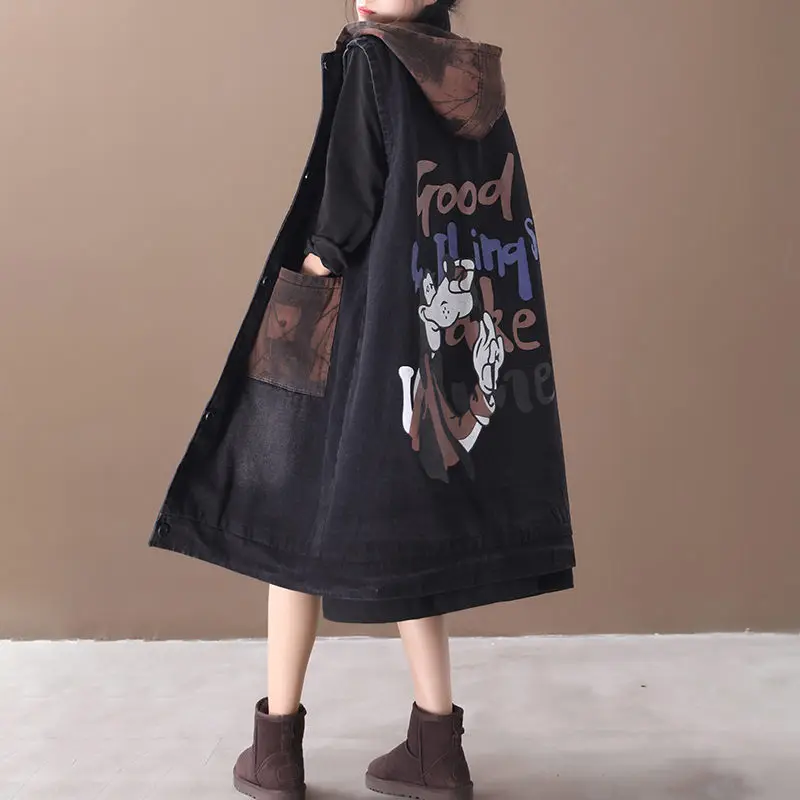 Винтажная Эстетическая одежда зимняя новая Корейская Свободная джинсовая