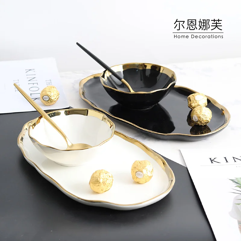 Роскошные наборы тарелок в скандинавском стиле креативные керамические