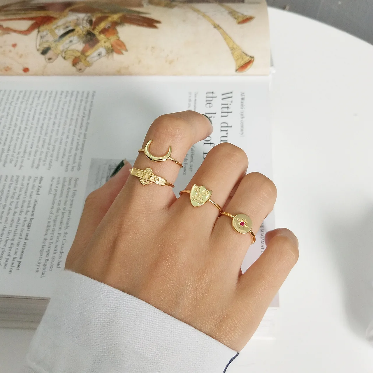 Trustdavis женское серебряное кольцо открытого размера в виде Луны и звезды стиле