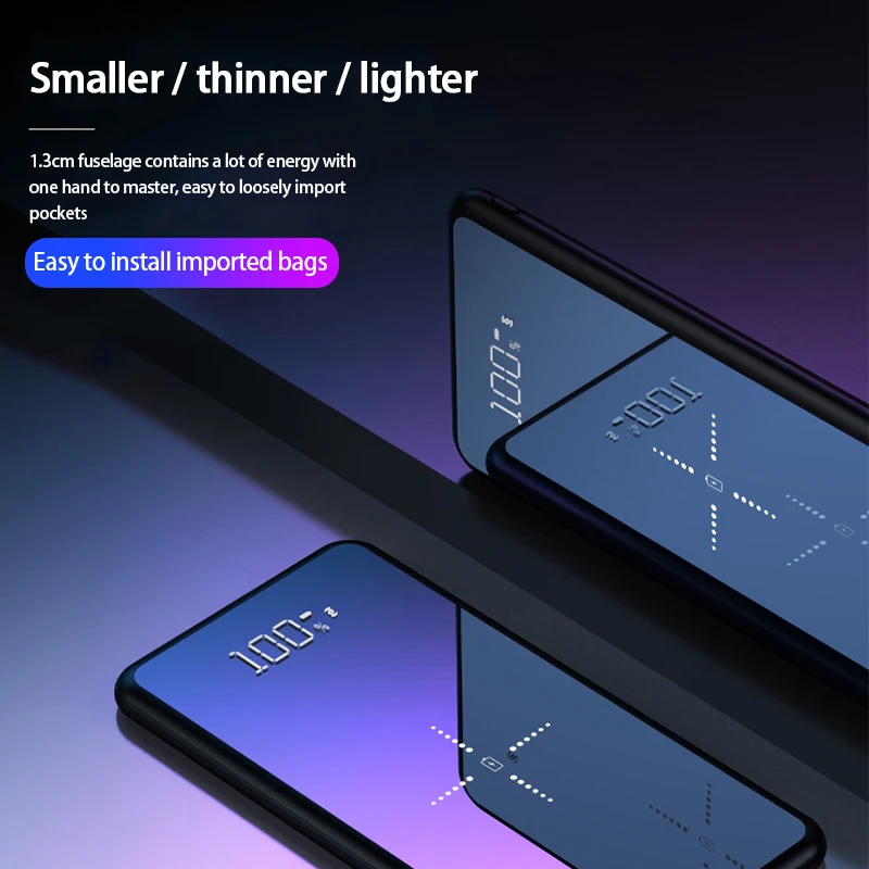 10000 мАч Внешний аккумулятор Qi Беспроводное зарядное устройство для Xiaomi Mi 9 iPhone тонкий внешний аккумулятор быстрая Беспроводная зарядка повербанк