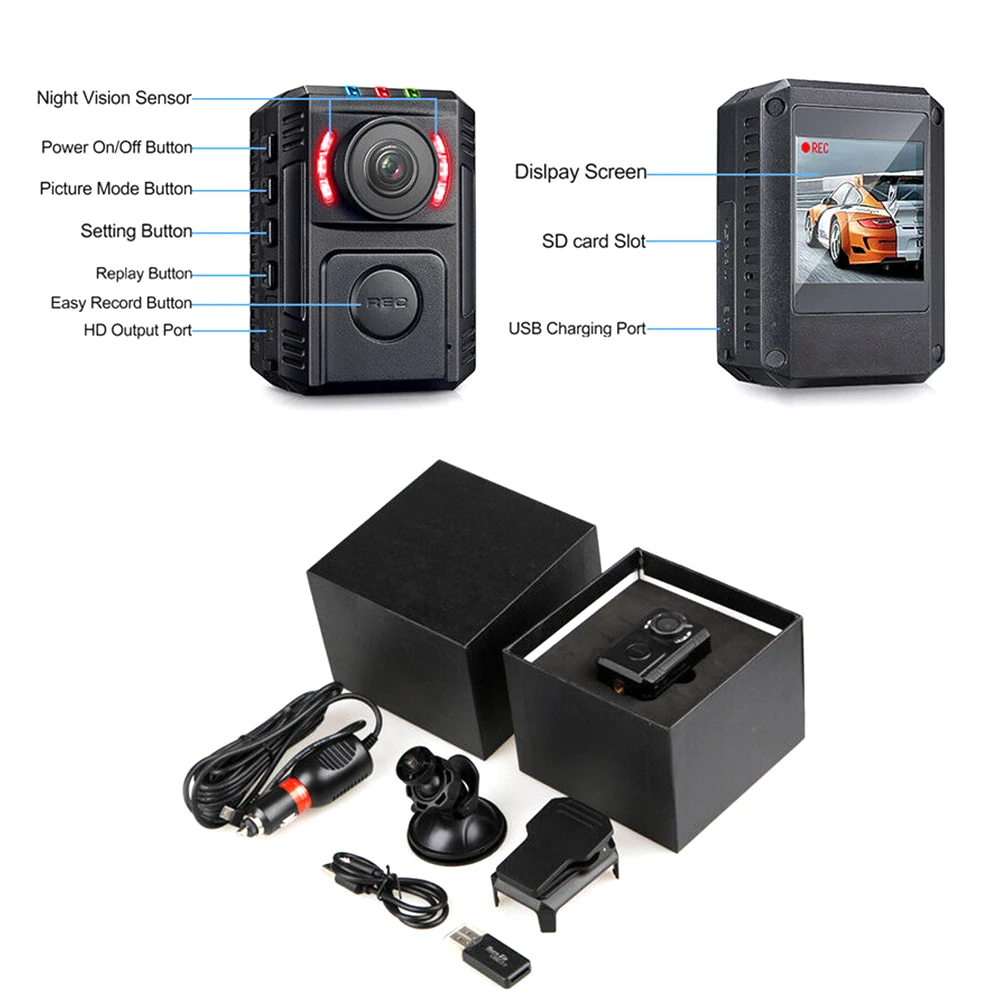 HD 1080P камера для тела полицейская мини видеокамера ночного видения Карманная