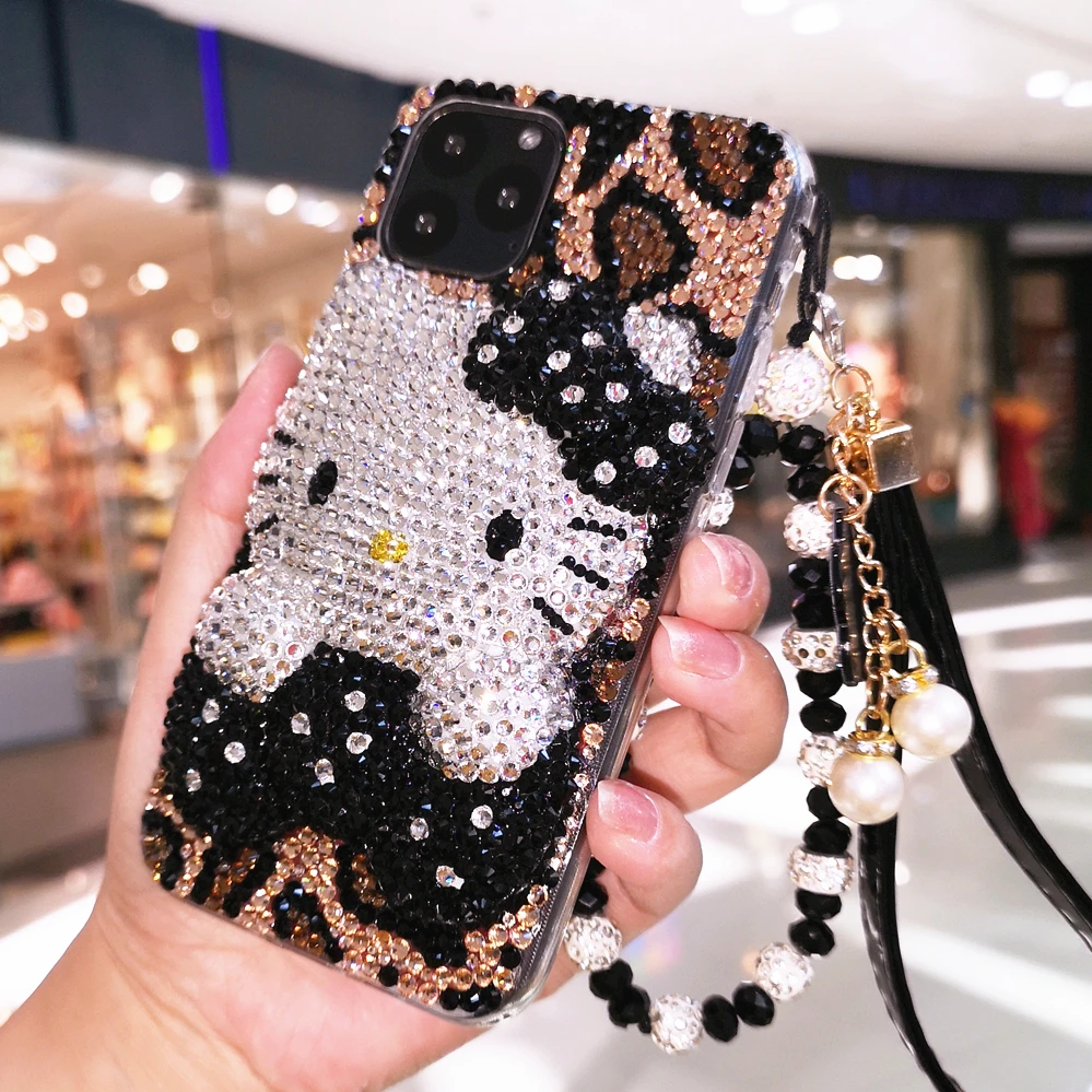 Для iphone 11 pro 3D Bling Crystal Pearl розовый Кот KT кабошон чехол для телефона XS max XR X 6 6s 7 8 plus