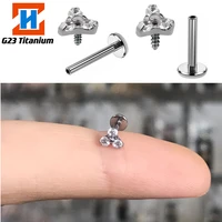 1pc g23 titanium hoop triangle zircon earrings tragus helical cartilage nose stud tongue ring perforated fashion jewelry