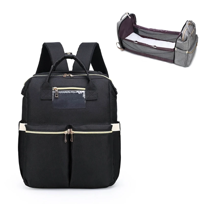 

Baby Nappy Changing Bag Portable Folding Crib Diaper Backpack Stroller Straps J60D