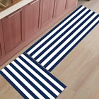 Простой кухонный коврик в синюю и белую полоску, современные Противоскользящие коврики для ванной комнаты, коврик для гостиной, прихожей, Придверный коврик