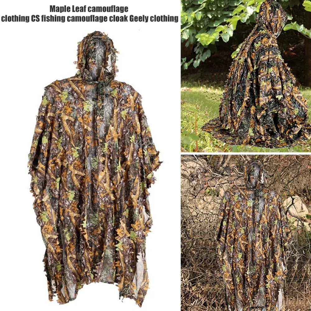 

Наружная 3D охотничья одежда, накидка джунглей, пончо, бионический стиль, камуфляжные костюмы с капюшоном для улицы