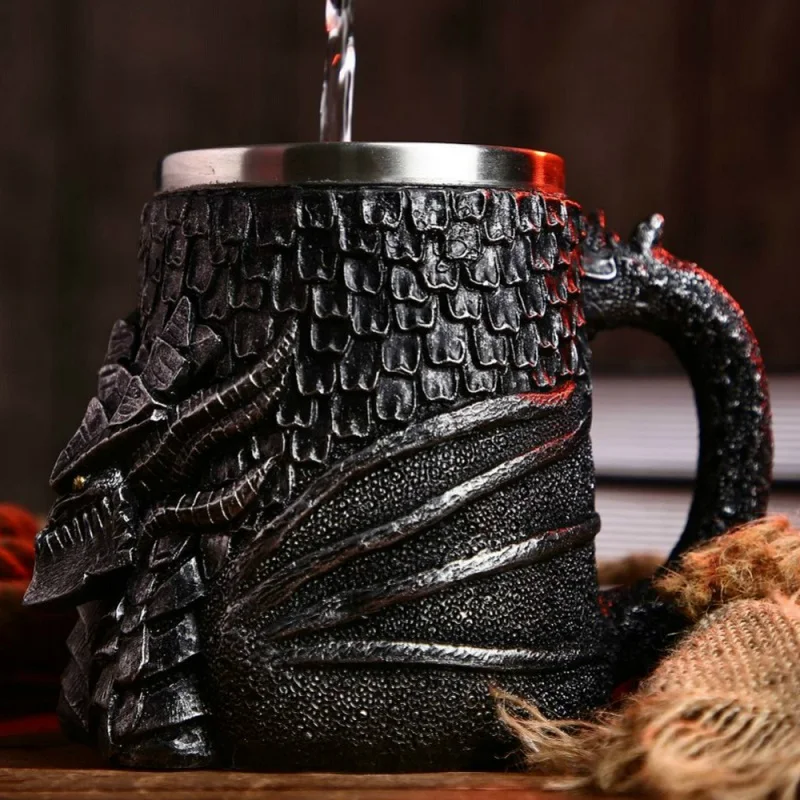 Голова Дракона, нержавеющая сталь, смола, 3D пивная средневековая кружка, Кубок, Игра престолов, кружка для кофе, бокал для вина, кружки, лучший подарок