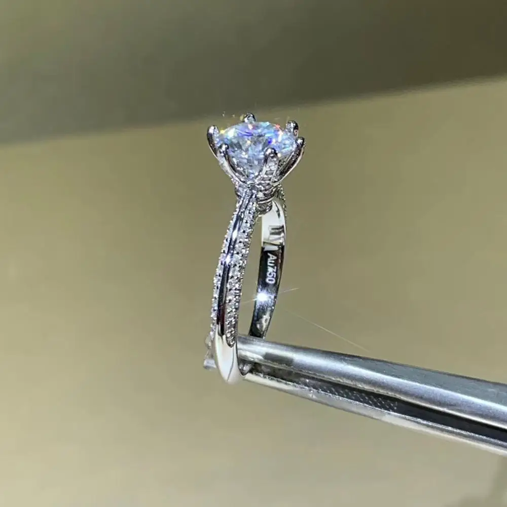 Kkmall Store Round Silver Moissanite Ring 1.00ct D VVS Luxury Weding for Women | Rings