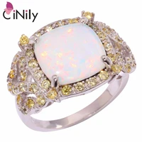 cinily created white fire opal gold zircon silver plated wholesale new style for women jewelry wedding ring size 7 8 9 oj9146