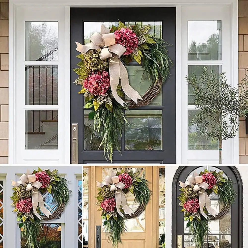 

Большая дверная гирлянда, искусственный цветок пиона, венок на стену, украшение для дома на Рождество и свадьбу, украшение для дома, листья
