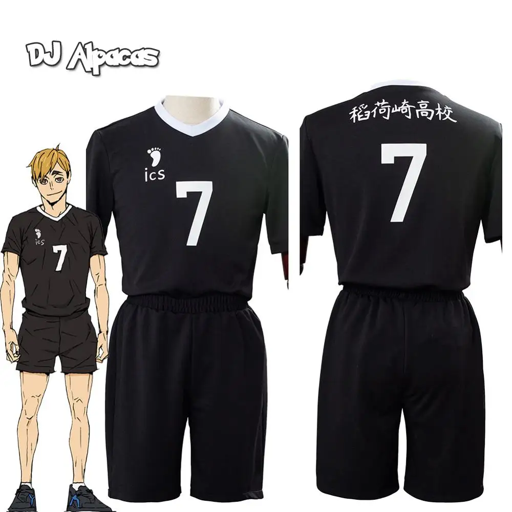 

Haikyu Miya Atsumu Cosplay Costume Black Suit Top+Pants Sportswear Halloween Carnival Jersey Party Custom Volleyball Club Sets