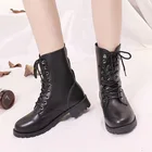 Осень 2020, женские ботинки со шнуровкой для верховой езды, повседневная обувь с перекрестной шнуровкой, черные женские ботинки Plus, размер 42, 8669N