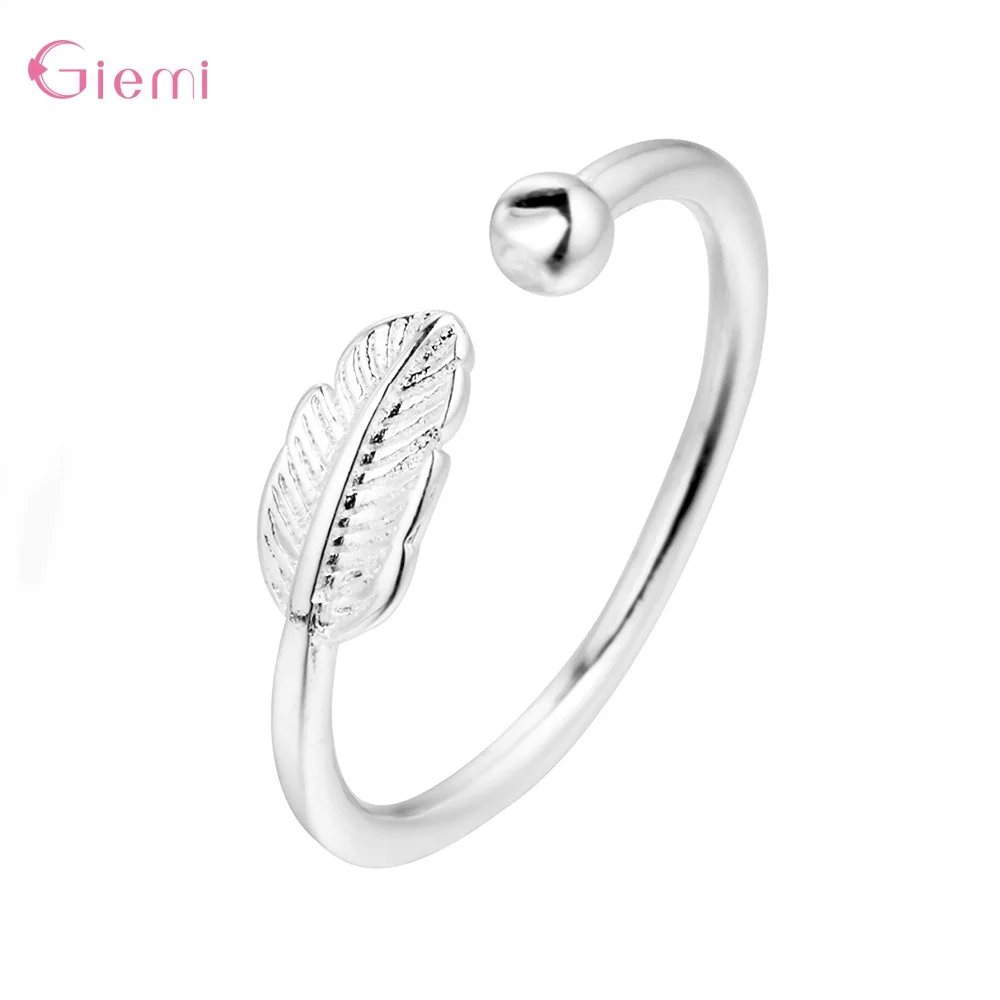 

New Leaf Charm 925 Sterling Silver Jewelry Hot Fashion Adjustable Wedding Rings for Women Birthday Anniversary Gifts Leave Rings