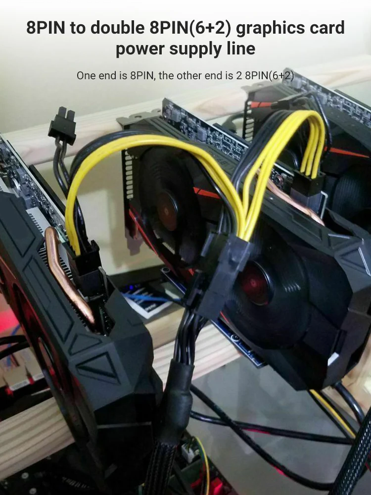 

10pcs 8 pin PCI Express to Dual PCIE 8 (6+2) pin Power Cable 20cm Motherboard Graphics Card PCI-E GPU Power Data Cable Splitter