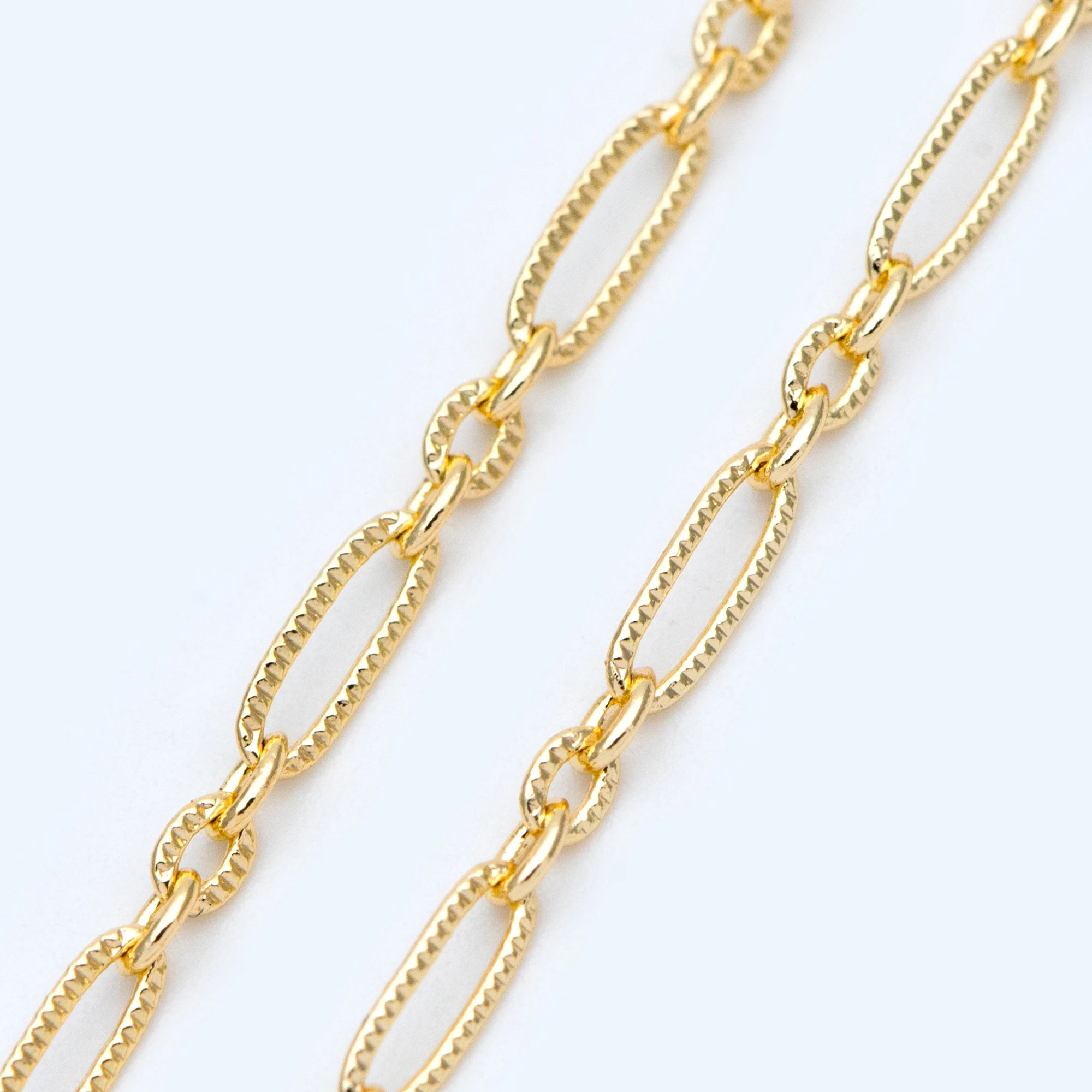 Gold Long Oval Chain, 18K Gold Plated Brass, Oval Link Size 6.5x2.7mm, For Jewelry DIY Findings (#LK-322)/ 1 Meter=3.3ft