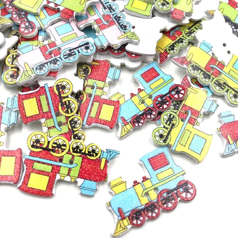

30pcs Mixed 2 Holes Train Wooden Buttons For Craft Fit Sewing And Scrapbooking Accessories 30mm*20mm WB437