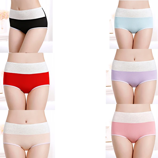 

6PCS/lot Lady Panties Cotton High Waist Slimming Women's Underwear Girl Seamless Briefs Female Breathable Lingerie Dropsip