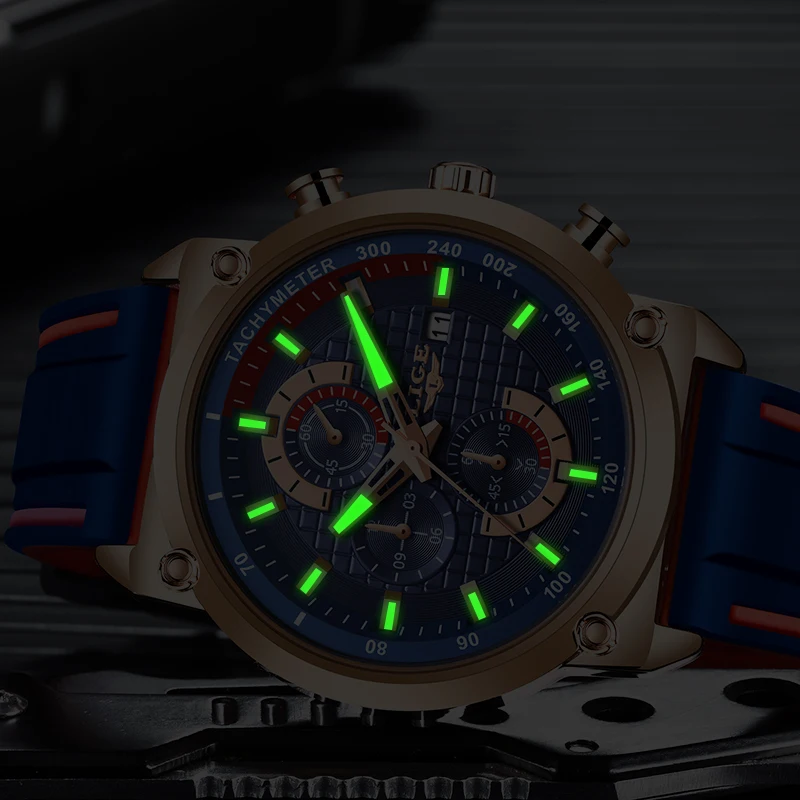 Часы наручные LIGE мужские с хронографом повседневные модные брендовые Роскошные