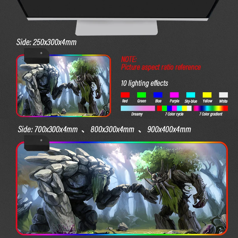 

RGB Defense of the Ancients Mouse Pad DOTA2 Gamer Desktop Keyboard Player Mousepad LED Gaming Mause Mat for PC Desk Support DIY