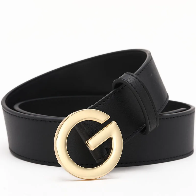 Ремень из натуральной кожи с пряжкой G для мужчин и женщин 100 см | Аксессуары